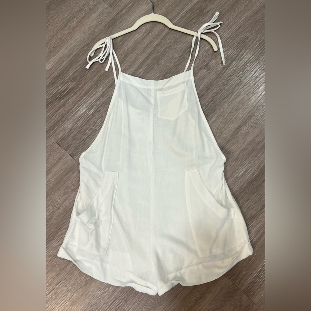 White soft linen romper